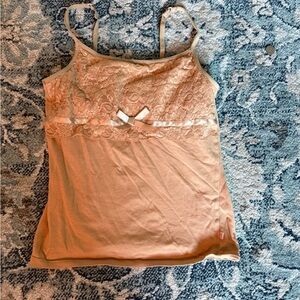 Beige/tan lace cami tank top